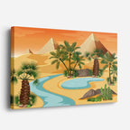 cuadro canvas paisajes digitales oasis desierto palmeras horizontal