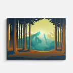 cuadro canvas paisajes digitales bosque pinos montaña nevada horizontal