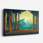 cuadro canvas paisajes digitales bosque pinos montaña nevada horizontal