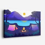 cuadro canvas paisajes digitales campamento morado hoguera noche horizontal