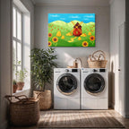 cuadro canvas paisajes digitales campo girasoles molino viento horizontal