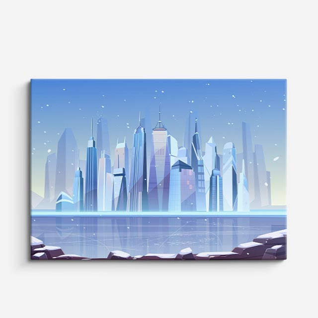 cuadro canvas paisajes digitales ciudad futurista blanca cristal horizontal