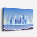 cuadro canvas paisajes digitales ciudad futurista blanca cristal horizontal