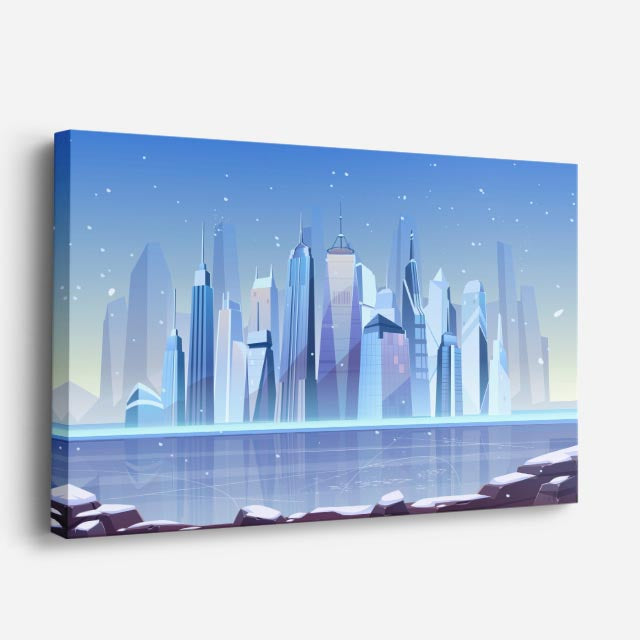 cuadro canvas paisajes digitales ciudad futurista blanca cristal horizontal