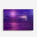 cuadro canvas paisajes digitales mar morado faro tormenta horizontal