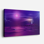 cuadro canvas paisajes digitales mar morado faro tormenta horizontal