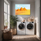 cuadro canvas paisajes digitales pirámides egipto camellos desierto horizontal
