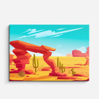 cuadro canvas paisajes digitales desierto arco cactus naranja horizontal
