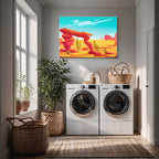 cuadro canvas paisajes digitales desierto arco cactus naranja horizontal
