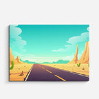 cuadro canvas paisajes digitales desierto carretera teal cactus horizontal