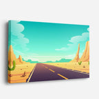 cuadro canvas paisajes digitales desierto carretera teal cactus horizontal