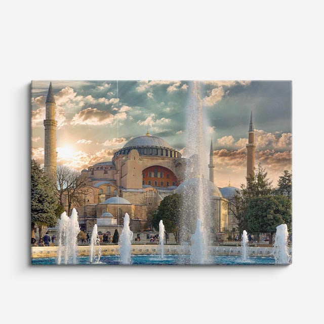 Cuadro canvas Hagia Sophia al Atardecer - Arquitectura Iconica Urbano y Arquitectura - Vista Frente