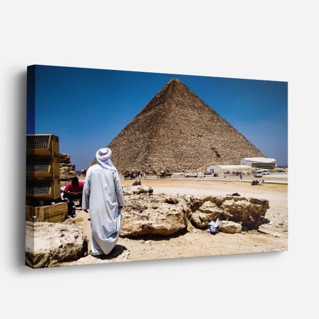 Cuadro canvas Piramides de Giza al Mediodia - Arquitectura Iconica Urbano y Arquitectura - Vista Perspectiva