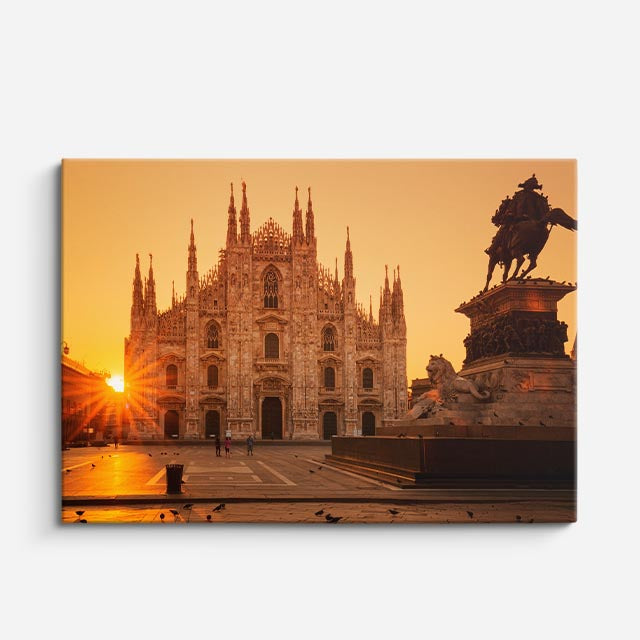 Cuadro canvas Duomo de Milan al Crepusculo - Arquitectura Iconica Urbano y Arquitectura - Vista Frente