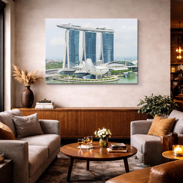 Cuadro canvas Marina Bay Sands Nocturno - Arquitectura Iconica Urbano y Arquitectura - Vista Lifestyle