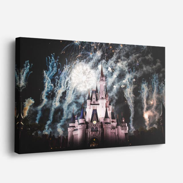 Cuadro canvas Castillo Disney Fuegos Artificiales - Arquitectura Iconica Urbano y Arquitectura - Vista Perspectiva