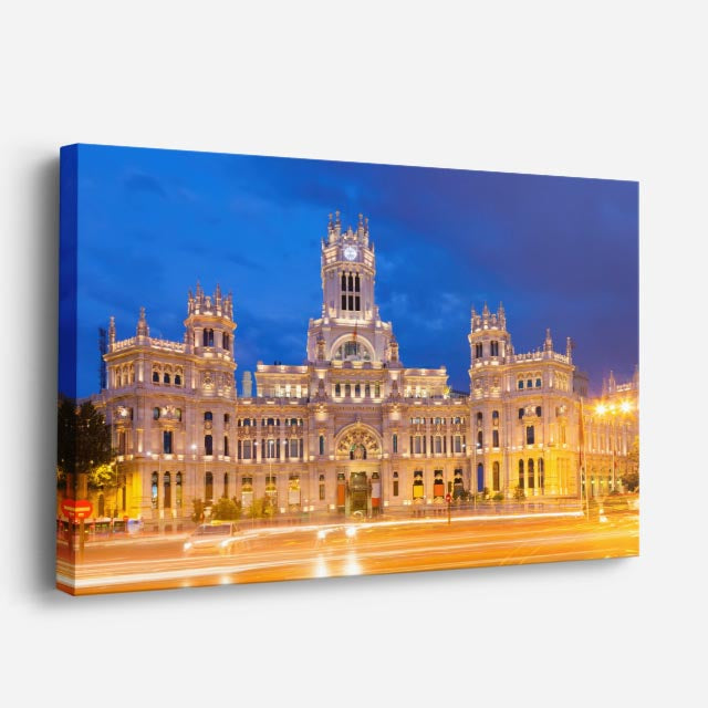 Cuadro canvas Palacio Cibeles Madrid Noche - Arquitectura Iconica Urbano y Arquitectura - Vista Perspectiva