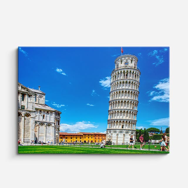 Cuadro canvas Torre de Pisa Cielo Azul - Arquitectura Iconica Urbano y Arquitectura - Vista Frente