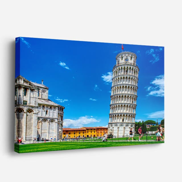 Cuadro canvas Torre de Pisa Cielo Azul - Arquitectura Iconica Urbano y Arquitectura - Vista Perspectiva