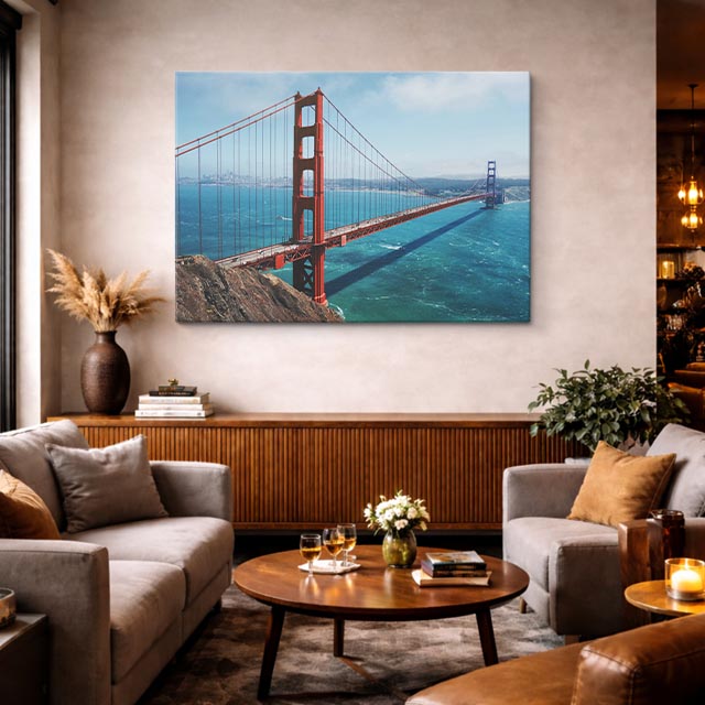 Cuadro canvas Golden Gate al Atardecer - Arquitectura Iconica Urbano y Arquitectura - Vista Lifestyle