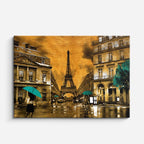 Cuadro canvas Paris Lluvia Sepia con Paraguas - Ciudades Urbano y Arquitectura - Vista Frente
