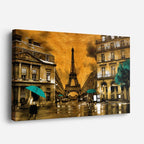 Cuadro canvas Paris Lluvia Sepia con Paraguas - Ciudades Urbano y Arquitectura - Vista Perspectiva