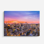 Cuadro canvas Tokio Skyline Atardecer Naranja - Ciudades Urbano y Arquitectura - Vista Frente