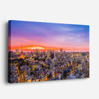 Cuadro canvas Tokio Skyline Atardecer Naranja - Ciudades Urbano y Arquitectura - Vista Perspectiva