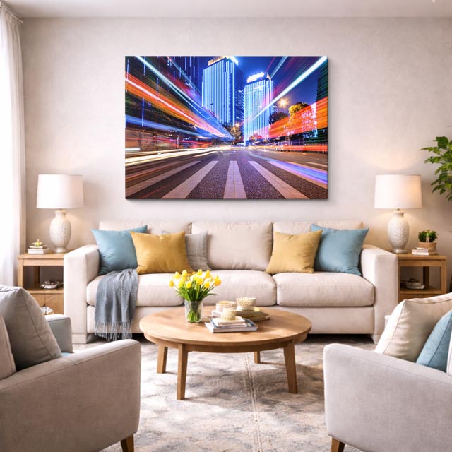 Cuadro canvas Autopista Nocturna Luces de Velocidad - Ciudades Urbano y Arquitectura - Vista Lifestyle