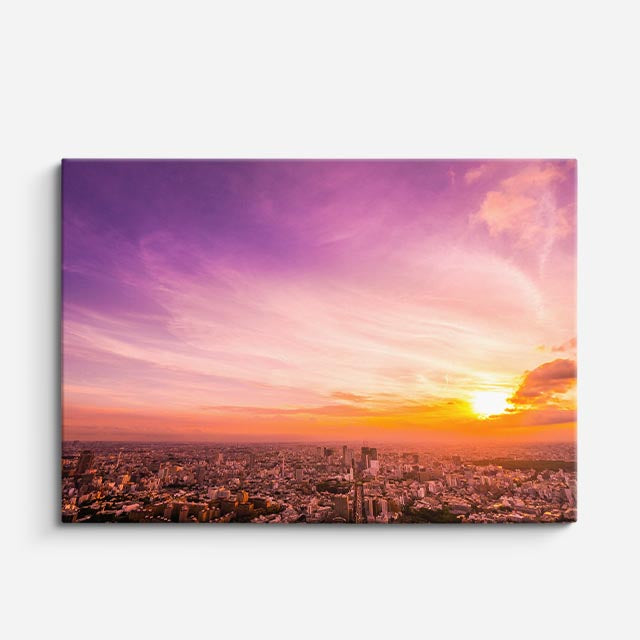Cuadro canvas Ciudad Atardecer Purpura Dramatico - Ciudades Urbano y Arquitectura - Vista Frente