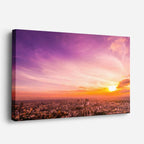 Cuadro canvas Ciudad Atardecer Purpura Dramatico - Ciudades Urbano y Arquitectura - Vista Perspectiva