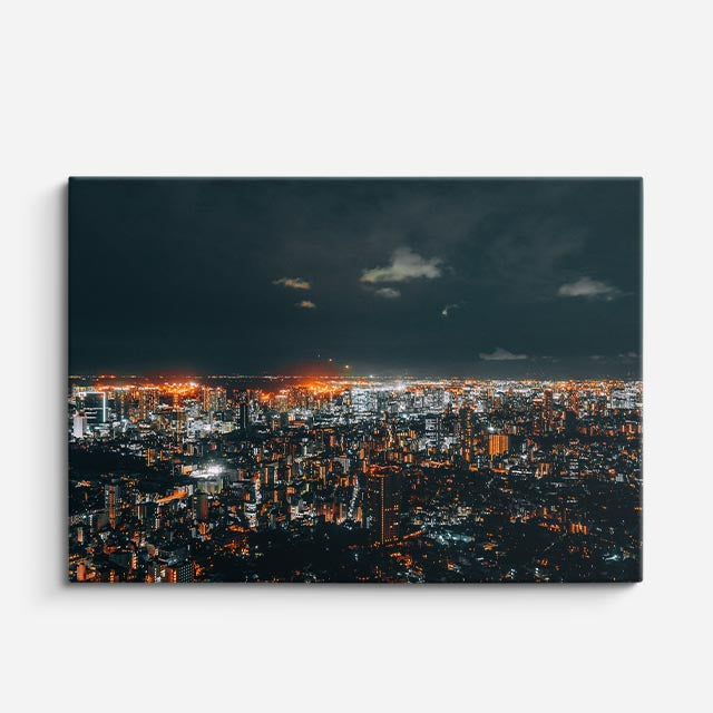 Cuadro canvas Metropolis Nocturna Aerea - Ciudades Urbano y Arquitectura - Vista Frente
