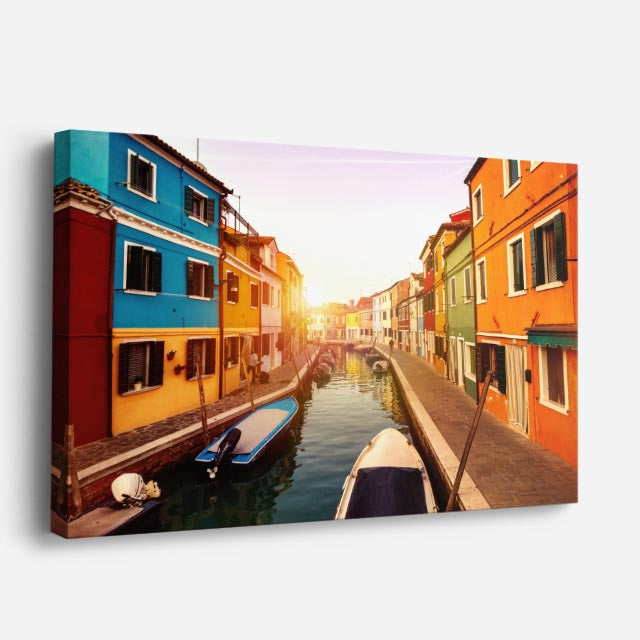 Cuadro canvas Burano Canal Casas de Colores - Ciudades Urbano y Arquitectura - Vista Perspectiva