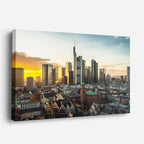 Cuadro canvas Frankfurt Skyline Dorado - Ciudades Urbano y Arquitectura - Vista Perspectiva