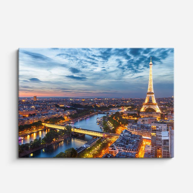 Cuadro canvas Paris Torre Eiffel Rio Noche - Ciudades Urbano y Arquitectura - Vista Frente