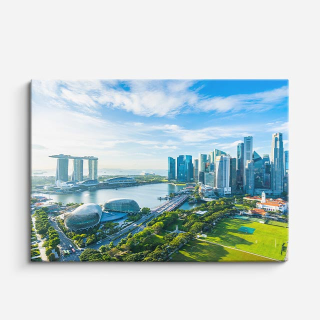 Cuadro canvas Singapur Skyline Dia Verde - Ciudades Urbano y Arquitectura - Vista Frente