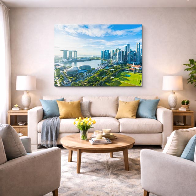 Cuadro canvas Singapur Skyline Dia Verde - Ciudades Urbano y Arquitectura - Vista Lifestyle