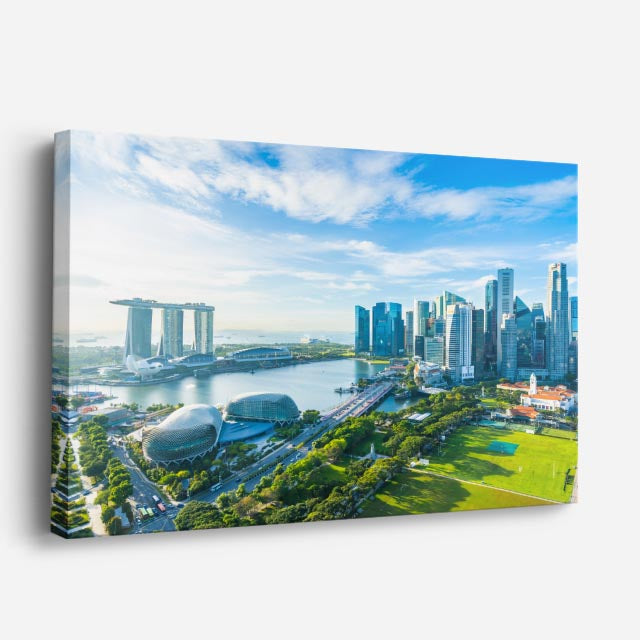 Cuadro canvas Singapur Skyline Dia Verde - Ciudades Urbano y Arquitectura - Vista Perspectiva