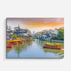 Cuadro canvas Shanghai Rio Barcos al Atardecer - Ciudades Urbano y Arquitectura - Vista Frente