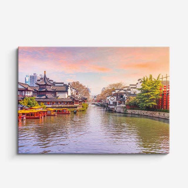 Cuadro canvas Shanghai Rio Templos Dorados - Ciudades Urbano y Arquitectura - Vista Frente
