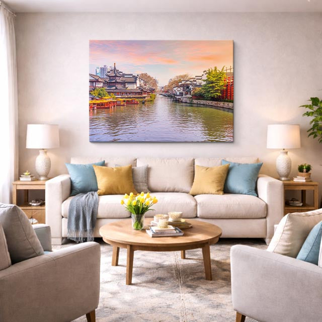 Cuadro canvas Shanghai Rio Templos Dorados - Ciudades Urbano y Arquitectura - Vista Lifestyle