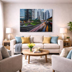 Cuadro canvas Ciudad Moderna Velocidad Nocturna - Ciudades Urbano y Arquitectura - Vista Lifestyle