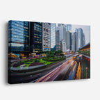 Cuadro canvas Ciudad Moderna Velocidad Nocturna - Ciudades Urbano y Arquitectura - Vista Perspectiva