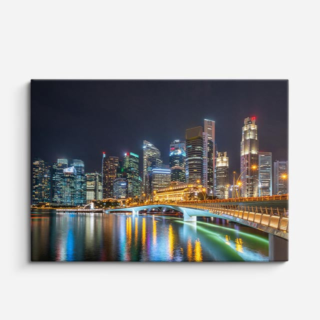 Cuadro canvas Shanghai Pudong Noche Azul - Ciudades Urbano y Arquitectura - Vista Frente