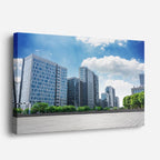Cuadro canvas Ciudad Rascacielos Blancos - Ciudades Urbano y Arquitectura - Vista Perspectiva