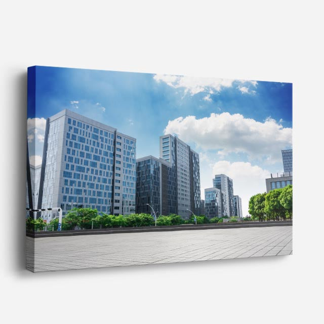 Cuadro canvas Ciudad Rascacielos Blancos - Ciudades Urbano y Arquitectura - Vista Perspectiva