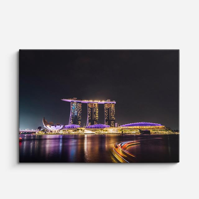 Cuadro canvas Singapur Marina Bay Noche - Ciudades Urbano y Arquitectura - Vista Frente