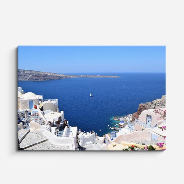 Cuadro canvas Santorini Casas Blancas Mar - Ciudades Urbano y Arquitectura - Vista Frente