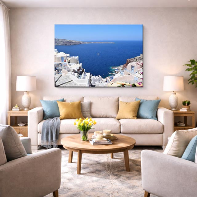 Cuadro canvas Santorini Casas Blancas Mar - Ciudades Urbano y Arquitectura - Vista Lifestyle