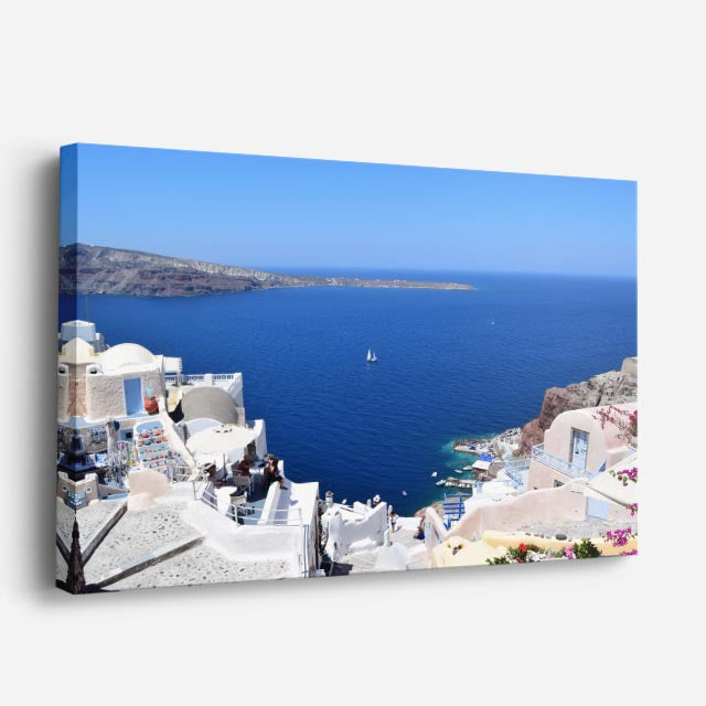 Cuadro canvas Santorini Casas Blancas Mar - Ciudades Urbano y Arquitectura - Vista Perspectiva